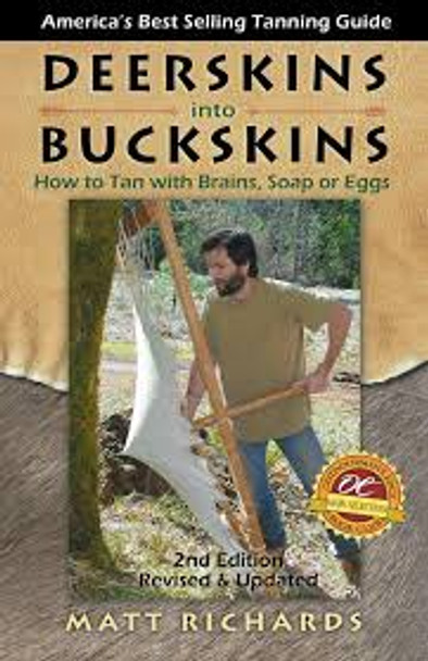Cover of "Deerskins into Buckskins 2nd Edition" — step-by-step natural tanning guidebook with photos and illustrations.