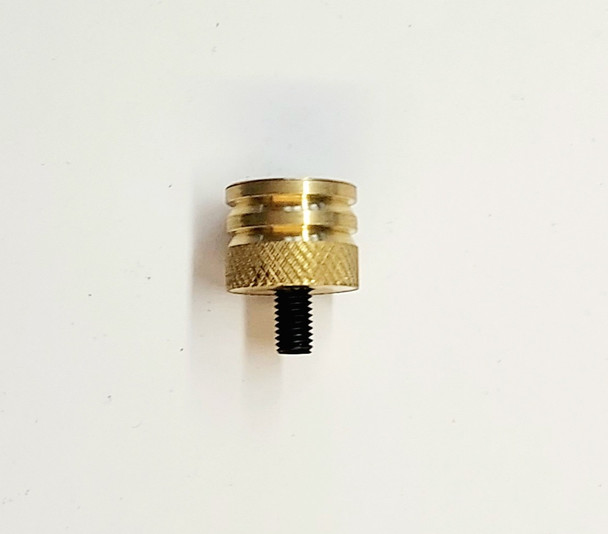 Brass shotgun button jag with knurled top and threaded steel stud for muzzleloaders