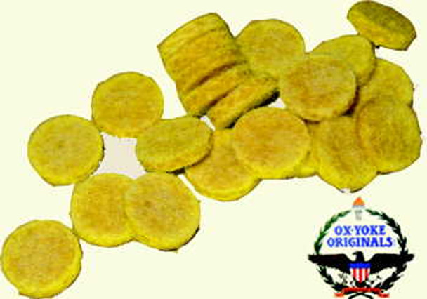 Ox-Yoke Wonder Wads, high-density wool over-powder wads lubricated with Wonder Lube, 100-pack for revolvers or rifles, by October Country