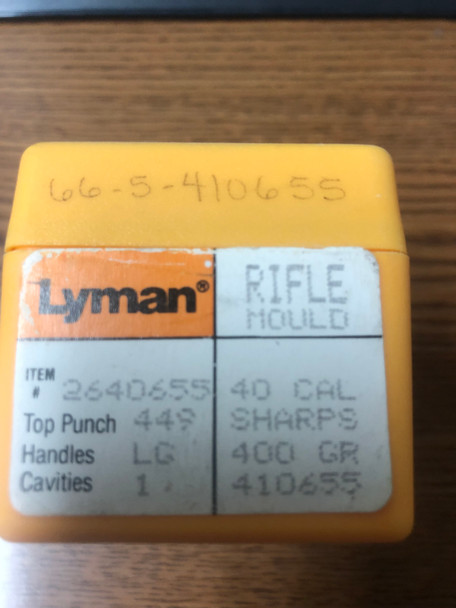 Lyman .40 Cal Sharps rifle bullet mold, 400 grain, single cavity