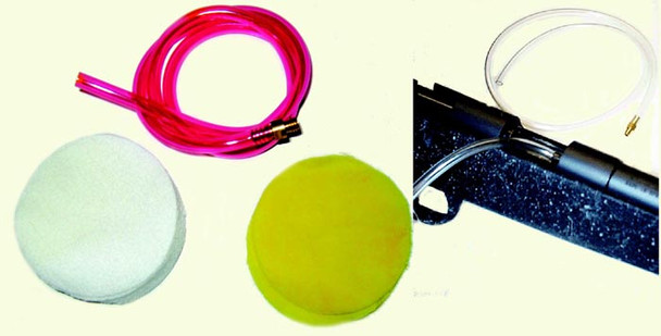 RMC Black Flush Clean kit with surgical tubing, cleaning patches, and seasoning patches for black powder rifles, by October Country RMC Black Flush Clean kit with surgical tubing, cleaning patches, and seasoning patches for black powder rifles, by October Country