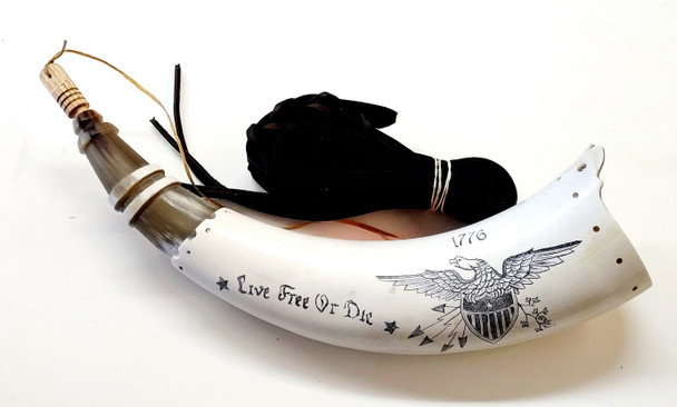 Custom Scrimshaw Horn  "Live Free Or Die"