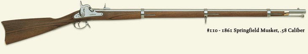 TAYLOR 1861 Springfield Musket .58 cal with 40-inch rifled barrel, eagle-marked lock, and walnut stock, by October Country