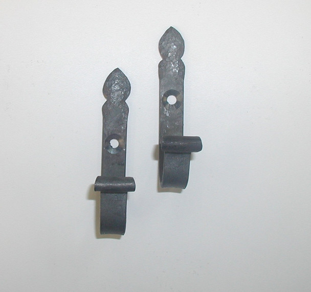 Small rustic hand-forged hangers with 1/2 inch opening for coats, hats, and accessories