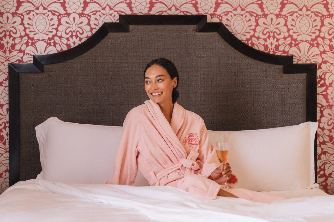 Model in Royal Hawaiian Robe