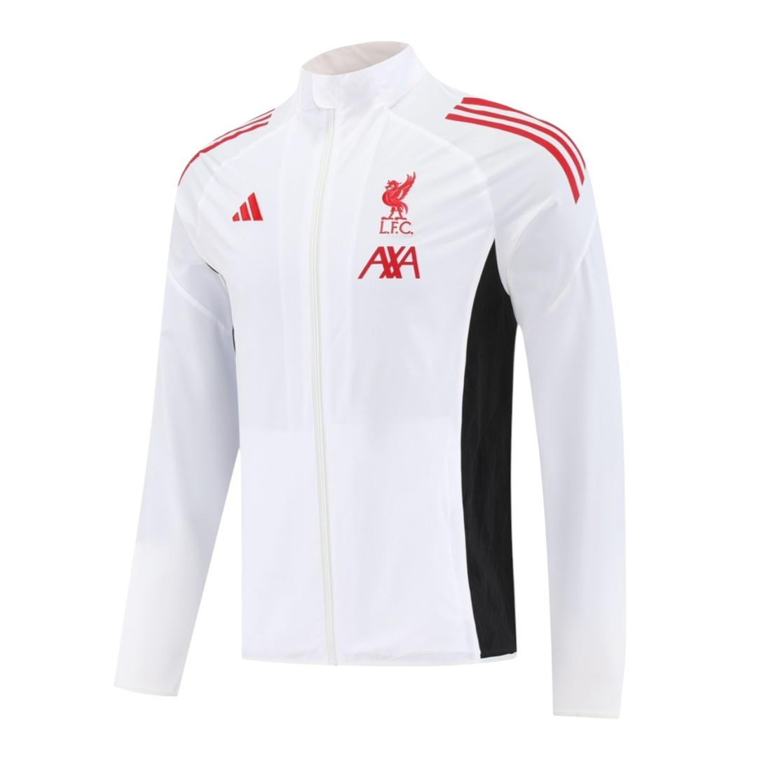 Liverpool 25/26 Men's White Long Zip Windbreaker - All Jerseys