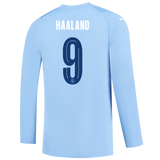 HAALAND #9 Manchester City 23/24 Men's Home Long Sleeve Shirt - Man City Font