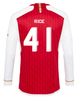 RICE #41 Arsenal 23/24 Men's Home Long Sleeve Shirt - Arsenal Font