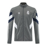 Real Madrid 25/26 Men's Gray Long Zip Windbreaker