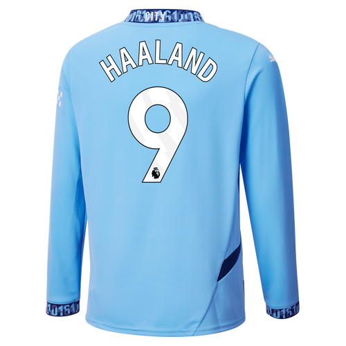 HAALAND #9 Manchester City 24/25 Men's Home Long Sleeve Shirt - PL Font