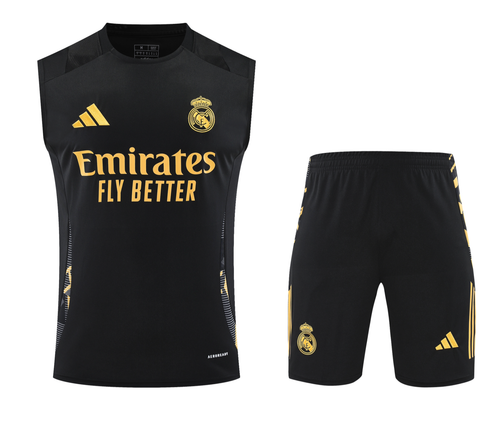 Real Madrid 24/25 Men's Black-Gold Training Tank Top