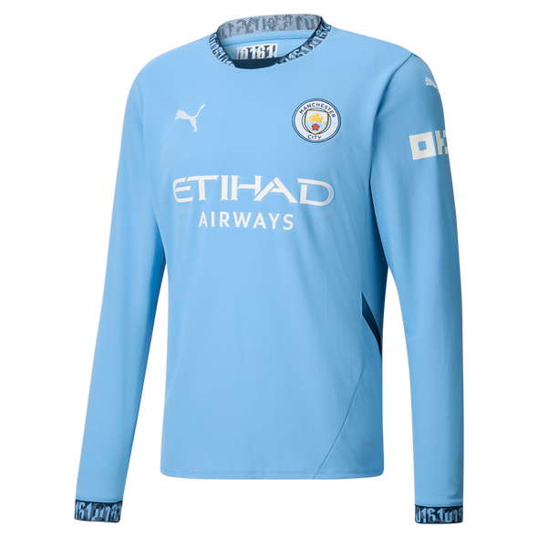 HAALAND #9 Manchester City 24/25 Men's Home Long Sleeve Shirt - PL Font