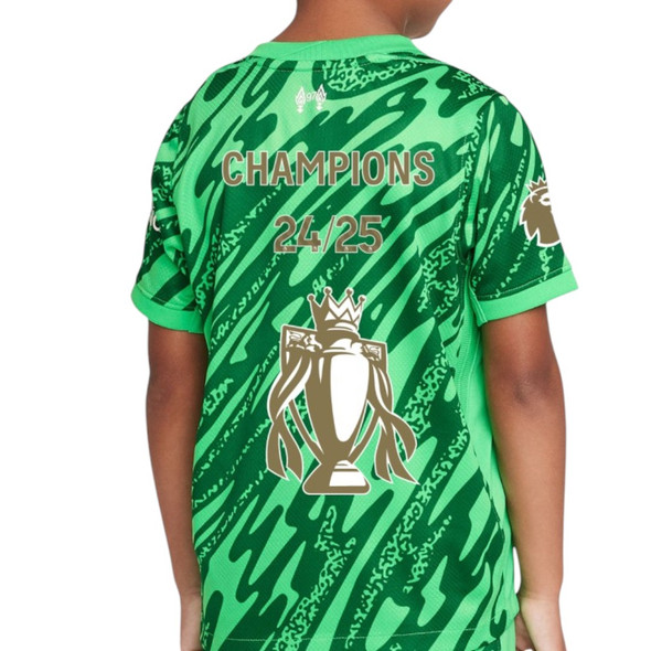 CHAMPIONS 24/25 Liverpool 24/25 Kid's Green Goalkeeper Shirt and Shorts