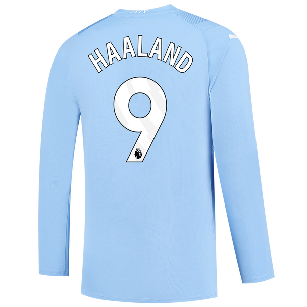 HAALAND #9 Manchester City 23/24 Men's Home Long Sleeve Shirt - PL Font