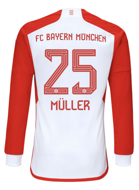 MÜLLER #25 Bayern Munich 23/24 Men's Home Long Sleeve Shirt