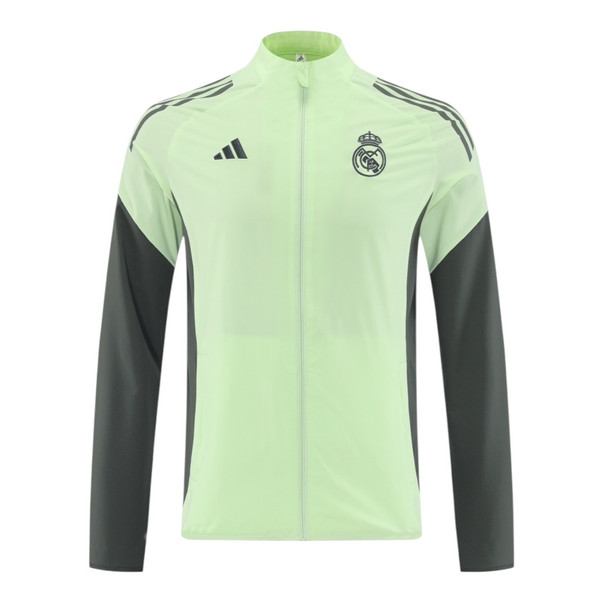 Real Madrid 25/26 Men's Lime Green Long Zip Windbreaker - All Jerseys