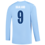 HAALAND #9 Manchester City 23/24 Men's Home Long Sleeve Shirt - Man City Font