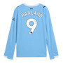 HAALAND #9 Manchester City 25/26 Men's Home Long Sleeve Shirt - PL Font