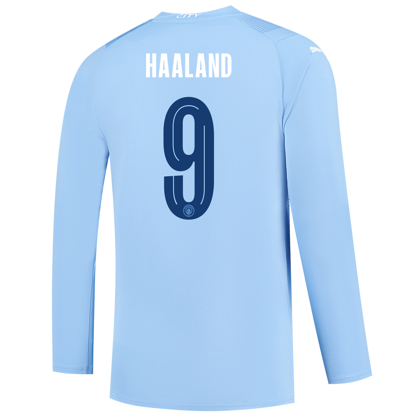 HAALAND #9 Manchester City 23/24 Men's Home Long Sleeve Shirt - Man City Font