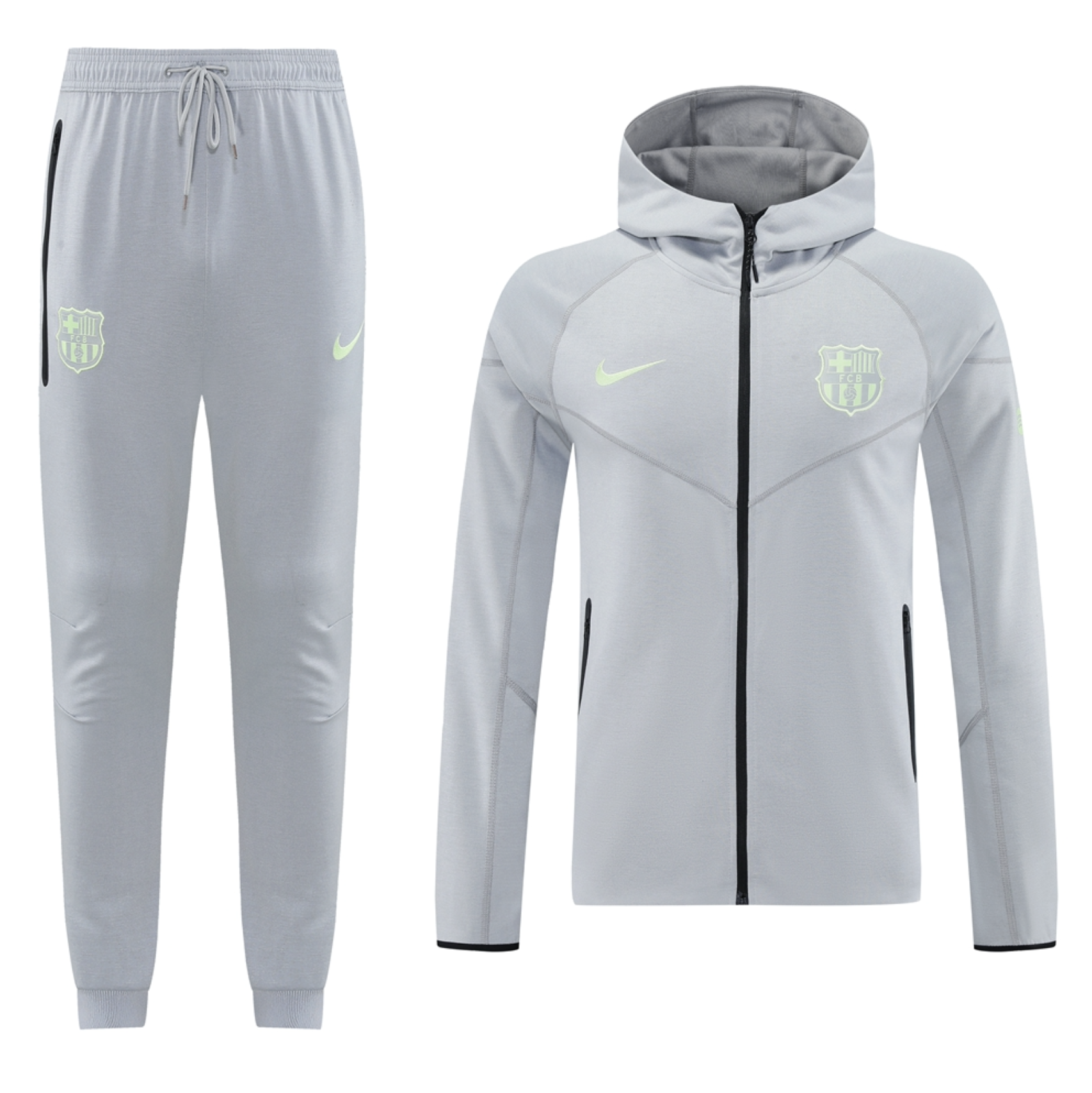 Barcelona 24/25 Men's Gray Long Zip Hoodie Tracksuit