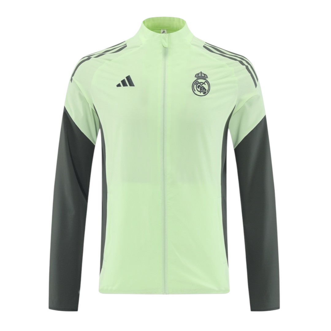 Real Madrid 25/26 Men's Lime Green Long Zip Windbreaker
