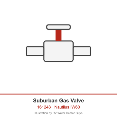 Suburban 161248 Water Heater Gas Valve, Nautilus IW60 (fits IW60)