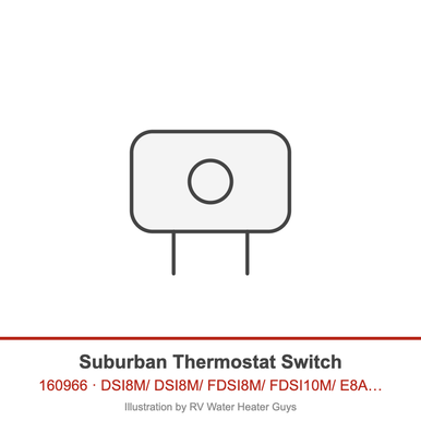 Suburban 160966 Water Heater Thermostat Switch (fits DSI8M/ DSI8M/ FDSI8M/ FDSI10M/ E8ARV/ VE)