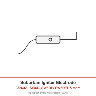 Suburban 232602 Water Heater Reignitor Electrode and Wire (Above S/N 991801501) (fits SW6PR/ SW6PER/ SW10PR & more)