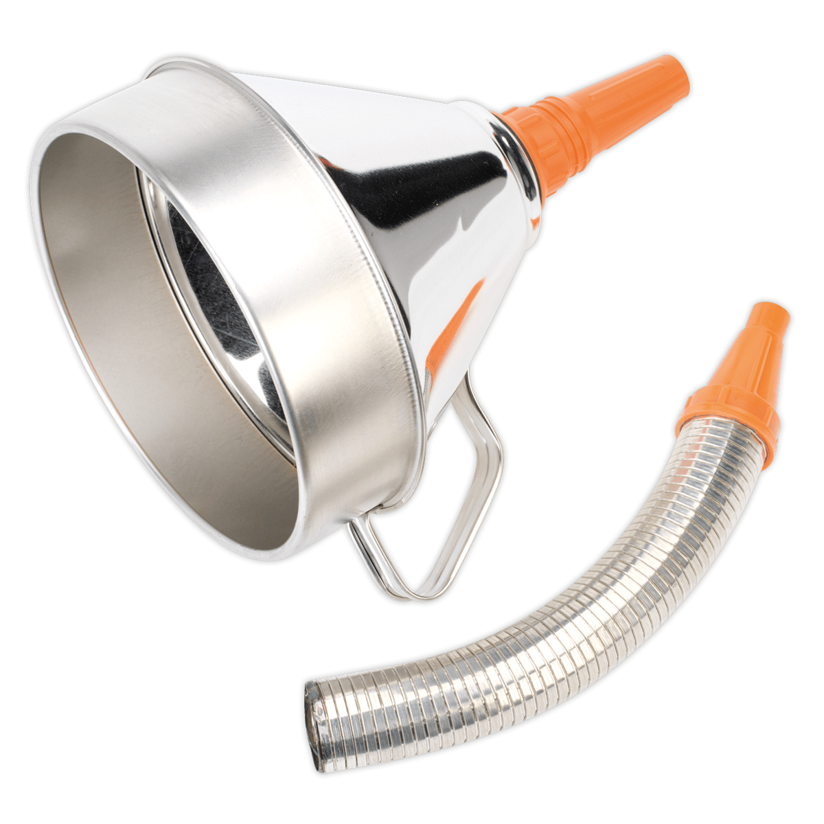Plastic Funnel With Brass Gauge And Flexible Spout, 160mm Length