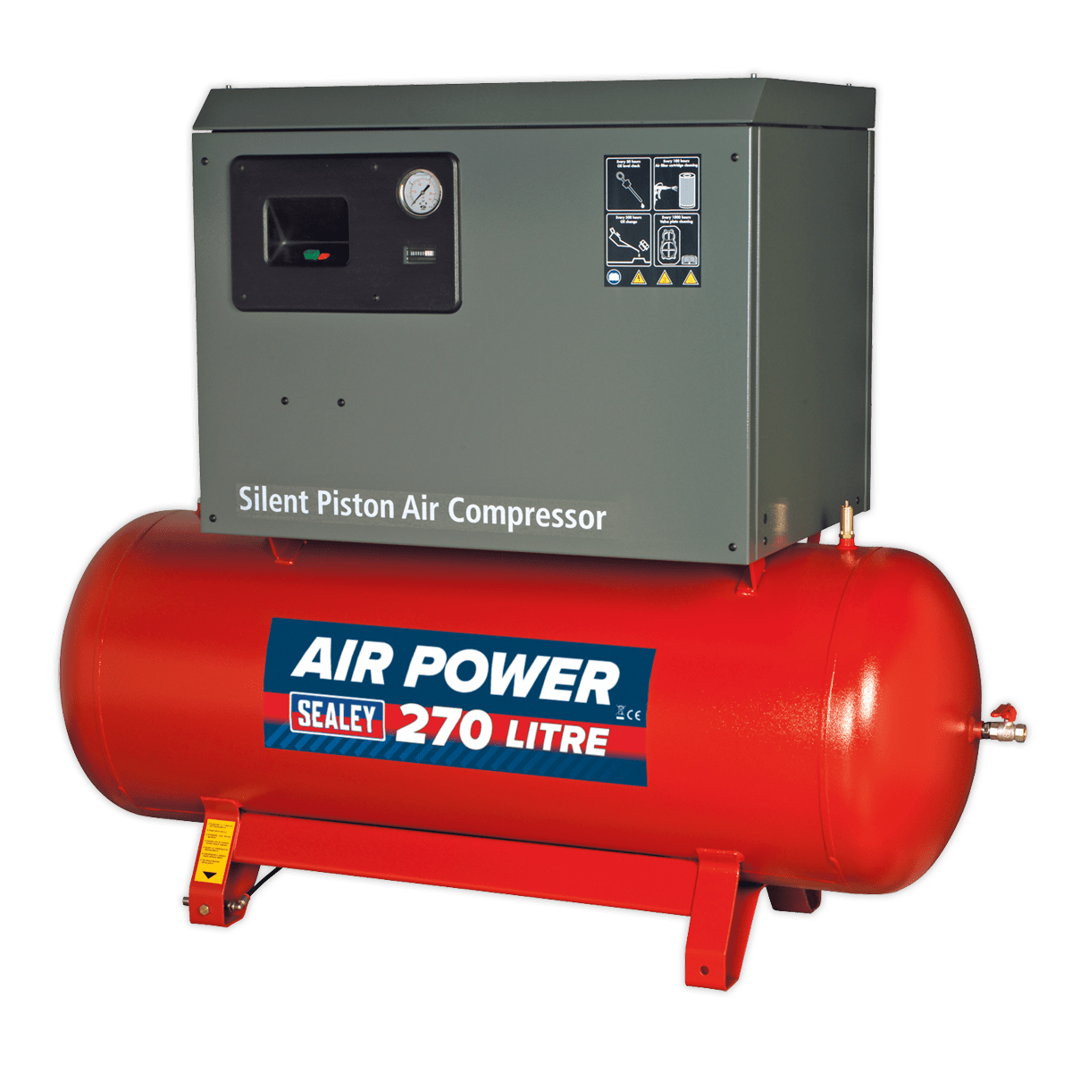 Compressor 270L Belt Drive 7.5hp 3ph 2-Stage with Cast Cylinders Low ...