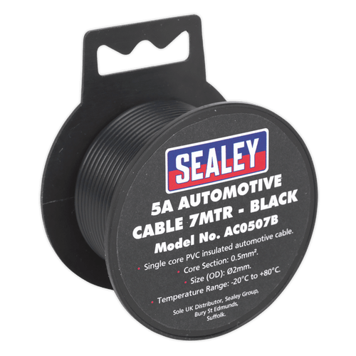 Automotive Cable Thick Wall 5A 7m Black (AC0507B)