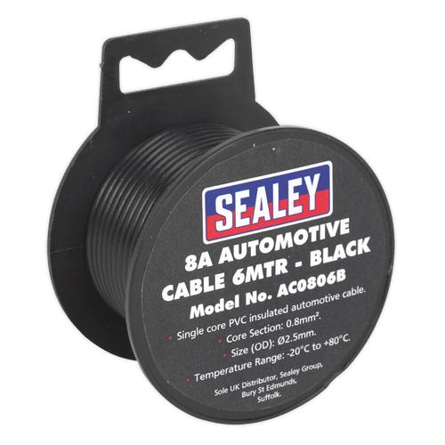 Automotive Cable Thick Wall 8A 6m Black (AC0806B)