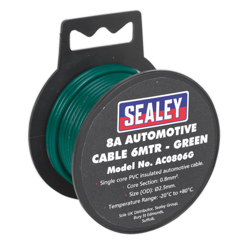Automotive Cable Thick Wall 8A 6m Green (AC0806G)