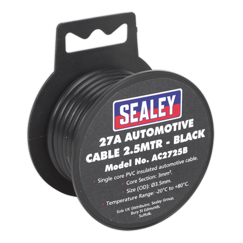 Automotive Cable Thick Wall 27A 2.5m Black (AC2725B)