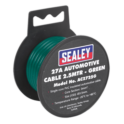 Automotive Cable Thick Wall 27A 2.5m Green (AC2725G)