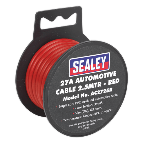 Automotive Cable Thick Wall 27A 2.5m Red (AC2725R)