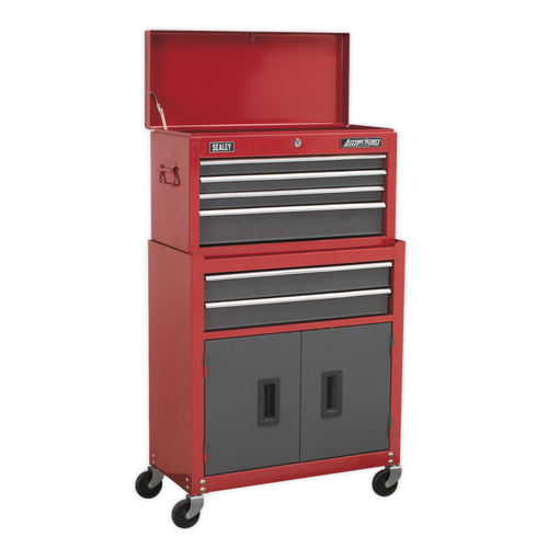 Topchest & Rollcab Combination 6 Drawer with Ball-Bearing Slides- Red (AP2200BB)