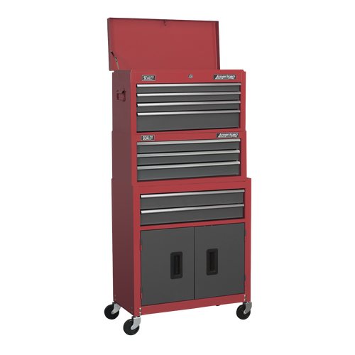 Topchest, Mid-Box & Rollcab 9 Drawer Stack - Red (AP2200BBSTACK)