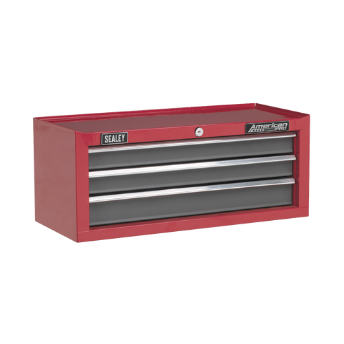 Mid-Box 3 Drawer with Ball-Bearing Slides - Red/Grey (AP22309BB)