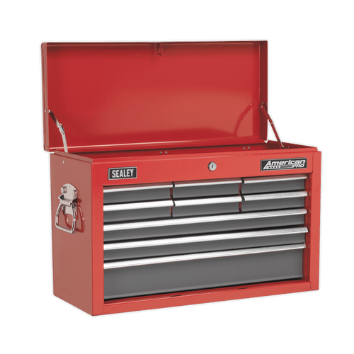 Topchest 9 Drawer with Ball-Bearing Slides - Red/Grey (AP22509BB)