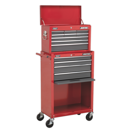 Topchest & Rollcab Combination 13 Drawer with Ball-Bearing Slides - Red/Grey (AP22513BB)