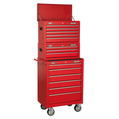 Topchest, Mid-Box & Rollcab 14 Drawer Stack - Red (AP22STACK)