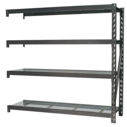 Heavy-Duty Racking Extension Pack with 4 Mesh Shelves 640kg Capacity Per Level (AP6572E)