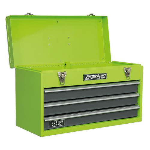 Tool Chest 3 Drawer Portable with Ball Bearing Slides - Hi-Vis Green/Grey (AP9243BBHV)