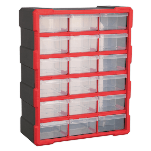 Cabinet Box 18 Drawer - Red/Black (APDC18R)