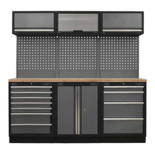 Sealey Superline Pro APMSSTACK07W 2.04m Modular Storage System - Wood Worktop