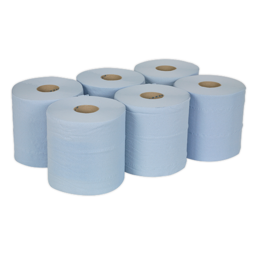 Paper Roll Blue 2-Ply Embossed 150m Pack of 6 (BLU150)