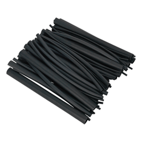 Heat Shrink Tubing Assortment 72pc Black Adhesive Lined 200mm (HSTAL72B)