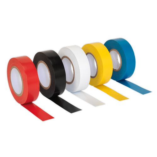 PVC Insulating Tape 19mm x 20m Mixed Colours Pack of 10 (ITMIX10)