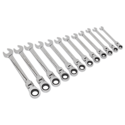 Flexible Head Ratchet Combination Spanner Set 12pc Metric (S0635)